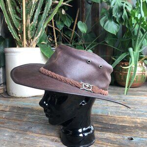 Grizzly Hatters Oiled Leather Australian Bush Hat , Outback Hat Size XXL